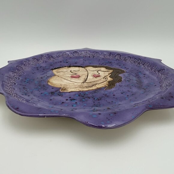 Signed & Dated 2 Have & 2 Hold Handmade Couples Wedding Art Pottery Platter - Picture 5 of 9